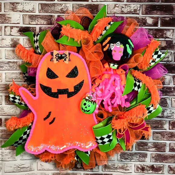 Halloween Wreath, Halloween Door Wreath, Halloween Front Door Wreath, Fall - Picture 8 of 8